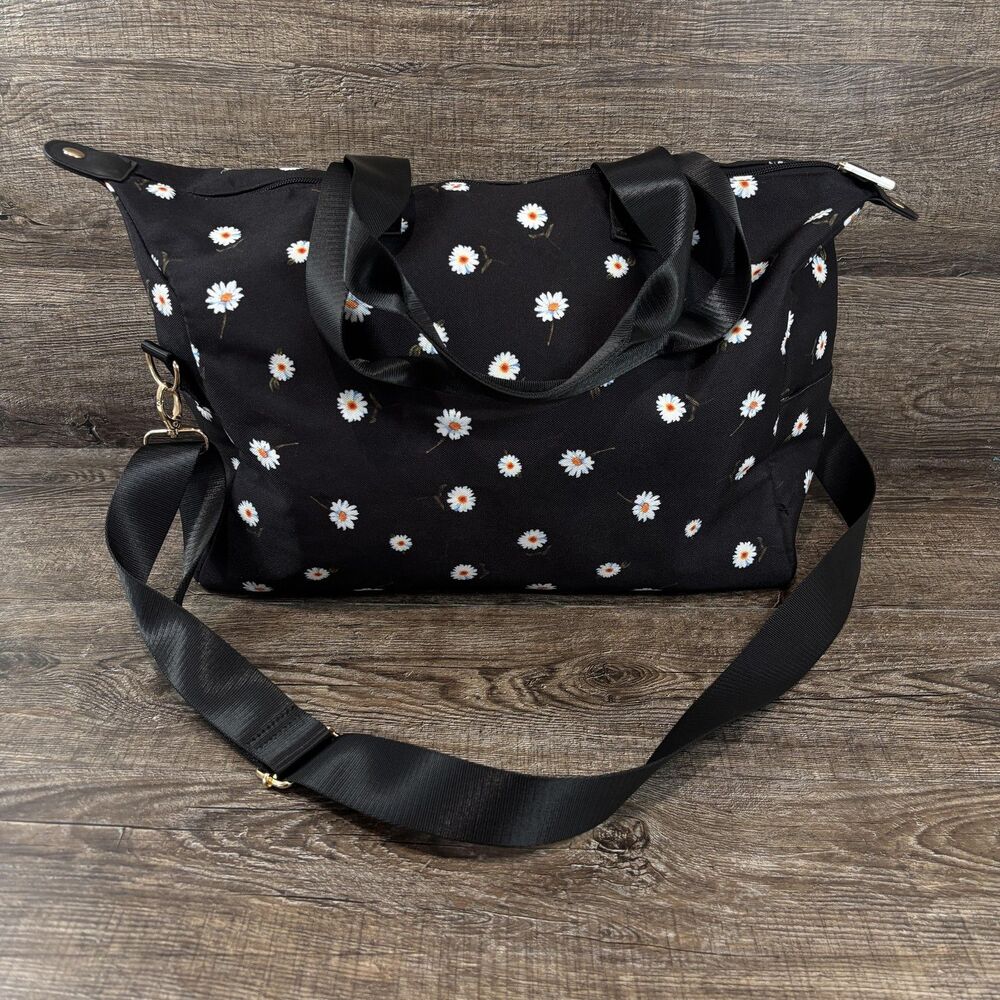 Alice + Olivia Duffle Bag Women's Extra Large Black Floral Travel Crossbody